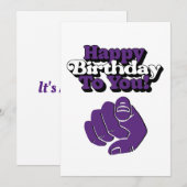 Carte d'invitation violette Joyeux Anniversaire (Devant / Derrière)