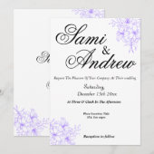 Carte d'invitations à un mariage floral (Devant / Derrière)