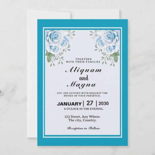Carte d'invitations à un mariage floral (Devant)