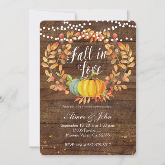 Carte d'invitations de douche de couples de (Devant)