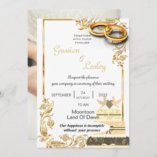 carte d'invitations mariage (Devant / Derrière)