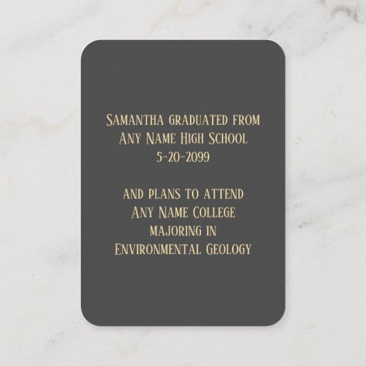 Carte d'invité de conservation d'études une photo (Dos)