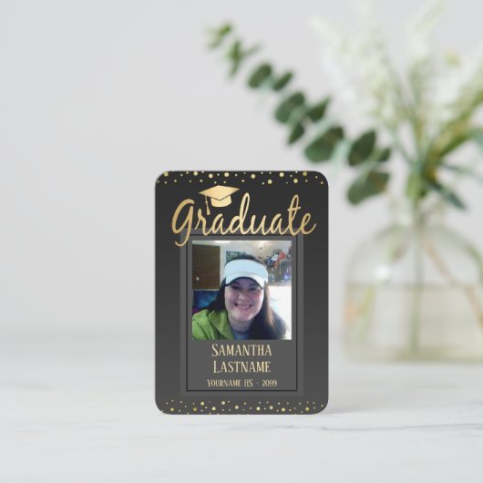 Carte d'invité de conservation d'études une photo (Debout devant)