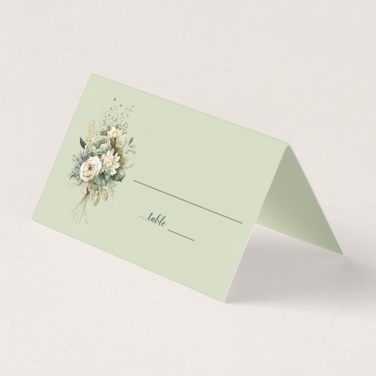 Carte d'invité de mariage floral botanique vert sa (Front)