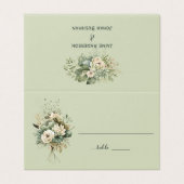Carte d'invité de mariage floral botanique vert sa (Outside Unfolded)