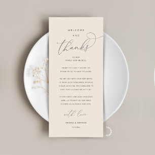 Carte d'invité de réception élégante "Bienvenue et
