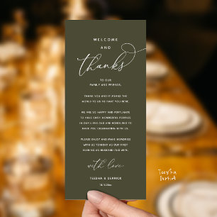 Carte d'invité de réception élégante "Bienvenue et