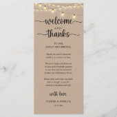Carte d'invité de réception rustique "Bienvenue et (Devant)