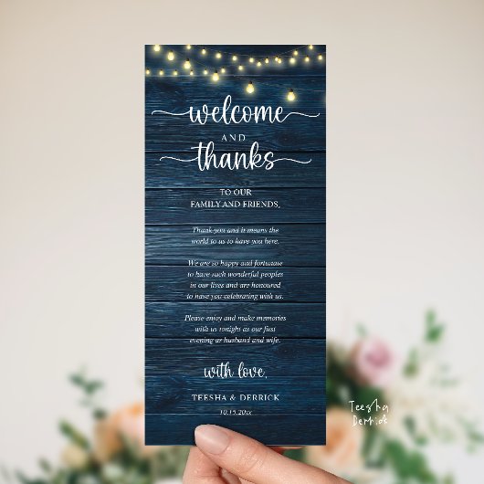 Carte d'invité de réception rustique "Bienvenue et