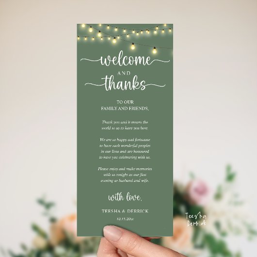 Carte d'invité de réception rustique "Bienvenue et