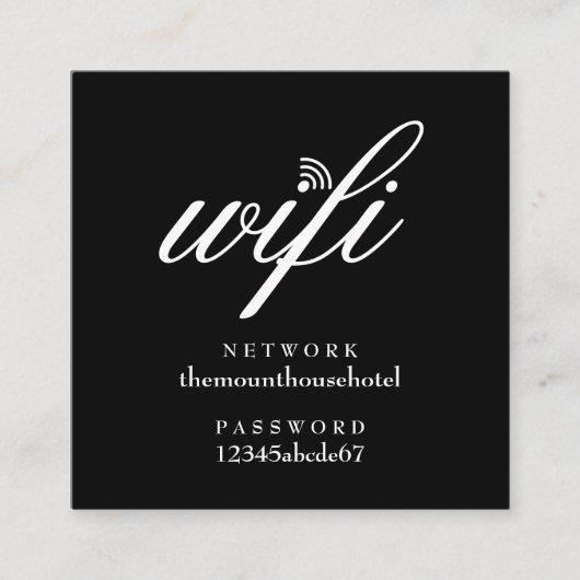 Carte d'invité du réseau Wifi et du mot de passe (Devant)