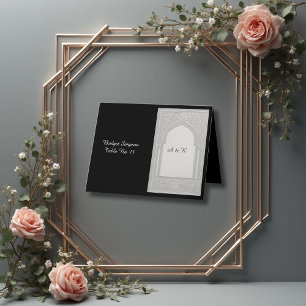 Carte d'invité Mariage Arc Floral Embossée Argent