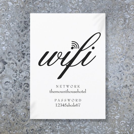 Carte d'invité Wifi Network and Password Sign