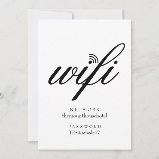 Carte d'invité Wifi Network and Password Sign (Devant)