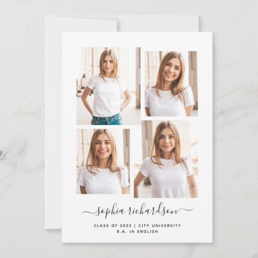Carte Diplômé 2023 | Mise en page de collage multiphoto  (Devant)