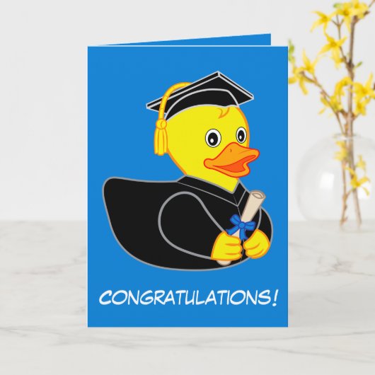 Carte Diplôme avec Ducky Cartoon en caoutchouc (Fleur jaune)