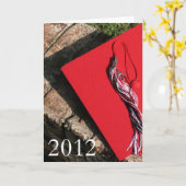 Carte Diplômé, casquette rouge de diplômé (Fleur jaune)