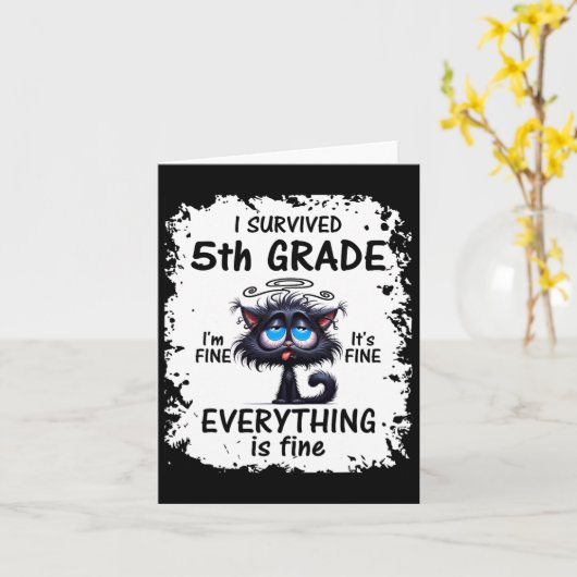 Carte Diplômé de 5e année 2025 J'ai survécu à la 5e anné (Fleur jaune)