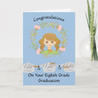 Diplôme de 8e année pour fille avec couronne flora
