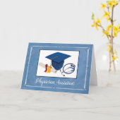 Carte Diplôme de Casquette diplômé en médecine Stéthosco (Fleur jaune)