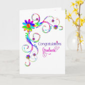Carte Diplômé de congratulation, colors floral-vivid (Fleur jaune)