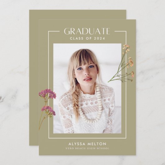 Carte Diplôme de Fleur sauvage de lycée (Devant / Derrière)