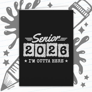 Carte Diplômé de la promotion 2026 Rétro Vintage Senior