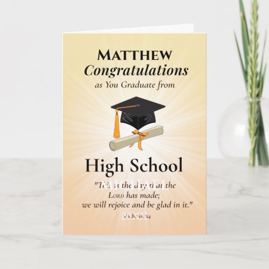 Carte Diplômé de Lycée Religieux Nom Starburst (Devant)