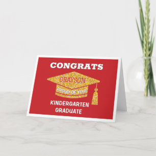 Carte Diplômé de maternelle Félicitations rouge