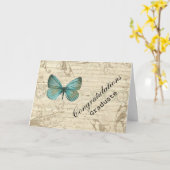 Carte Diplômé de papier vintage de félicitations de (Fleur jaune)