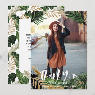 Carte Diplôme de photo tropicale peinte merci