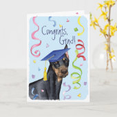 Carte Diplômé de Pinscher de dobermann (Fleur jaune)