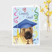 Carte Diplômé de Shar-Pei de Chinois (Fleur jaune)