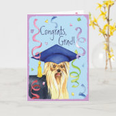 Carte Diplômé de Yorkie (Fleur jaune)