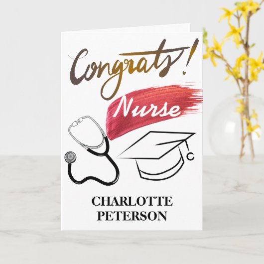 Carte Diplôme d'infirmière moderne (Fleur jaune)