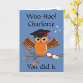 Carte Diplôme, Diplôme Félicitations Owl (Fleur jaune)
