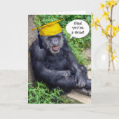 Carte Diplômé en chimpanzé avec Casquette d'or (Fleur jaune)