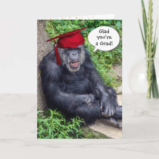 Carte Diplômé en chimpanzé avec Casquette rouge (Devant)