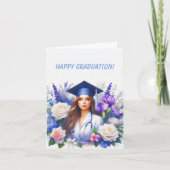 Carte Diplôme en infirmière avec Iris et Rose (Devant)