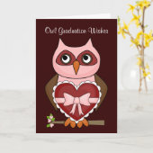 Carte Diplômé folklorique de hibou - coeur rouge (Fleur jaune)