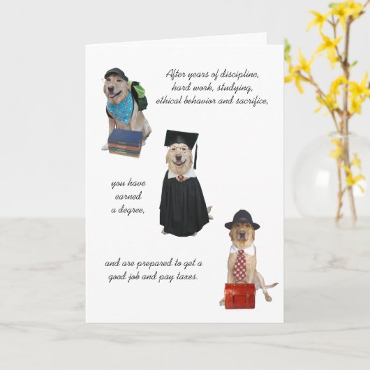 Carte Diplôme Funny Dog (Fleur jaune)