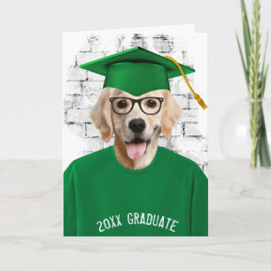 Carte diplôme golden retriever en t-shirt vert