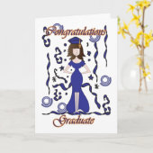 Carte Diplômé, Graduation Félicitations avec une fille (Fleur jaune)