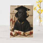 Carte Diplômé Labrador Retriever Noir (Fleur jaune)