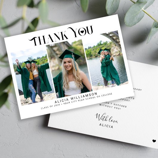 Carte Diplôme moderne 3 photo collage merci