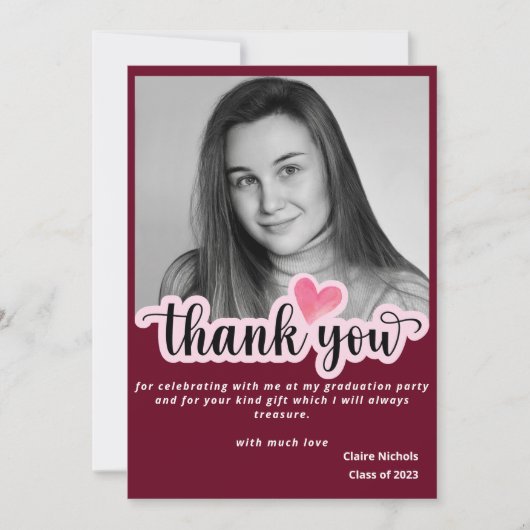 Carte Diplôme photo moderne rouge audacieux typographie  (Devant)