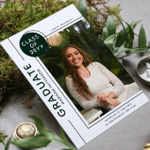 Carte Diplôme photo moderne Script vert blanc