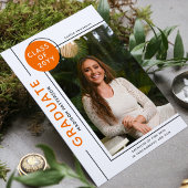 Carte Diplôme photo Script moderne Noir Orange