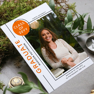 Carte Diplôme photo Script moderne Noir Orange