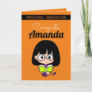 Carte Diplôme préscolaire de la petite fille orange